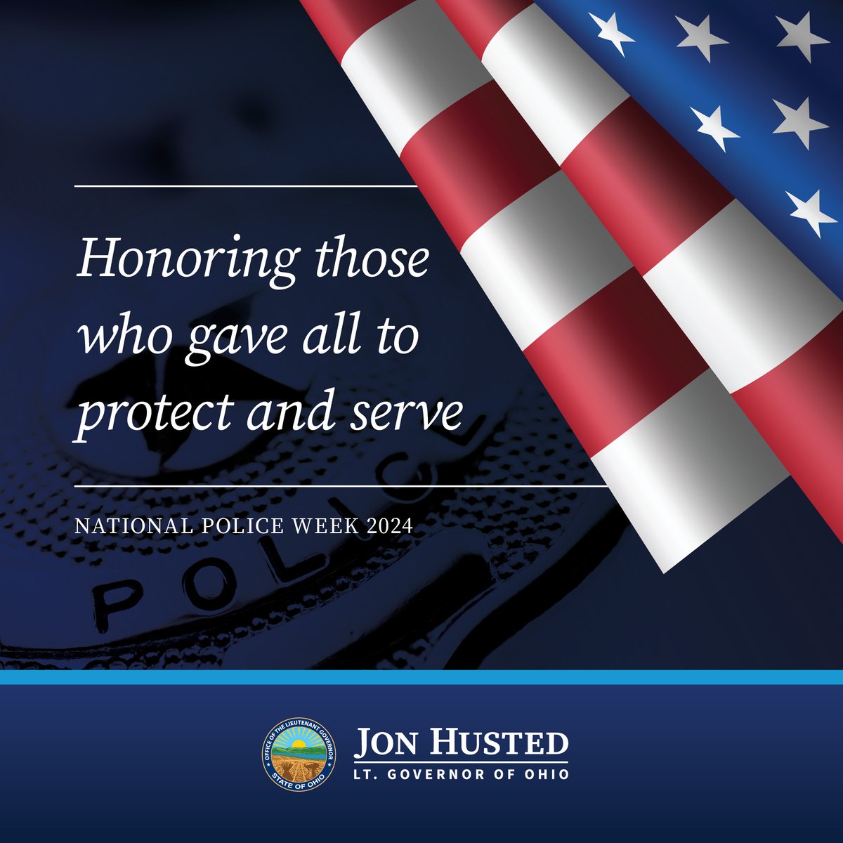 SenJonHusted's tweet photo. Yesterday marked the beginning of National Police Week- Let's honor the dedication and sacrifice of our law enforcement officers who work tirelessly to keep our communities safe. 

Thank you for your service. 

#NationalPoliceWeek https://t.co/4YVdNKWG1q