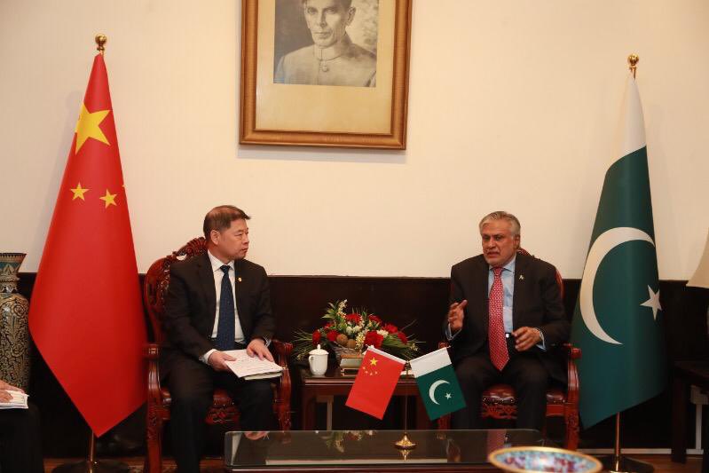 Deputy Prime Minister and Foreign Minister Mohammad Ishaq Dar @MIshaqDar50 met with Chairman of Gezhouba Group, Tan Hua, today in Beijing. Deputy Prime Minister Dar expressed condolences with the Chairman at the tragic incident in Shangla in which 5 Chinese and 1 Pakistani