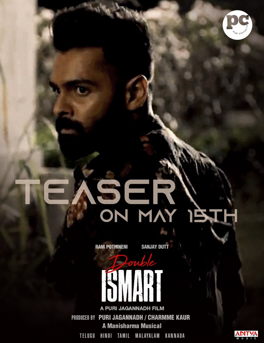 The Vintage Swag & Mass of Puri & our USTAAD @RAMsayz are coming back on May 15th with #DoubleiSmartTeaser 🔥

Let's set the YouTube on Fire 🤙💥

Let's Celebrate our RAPO's birthday with Double Energy ⚡ 

#DoubleISMART #RAmPOthineni @PuriConnects #Manisharma @Charmmeofficial