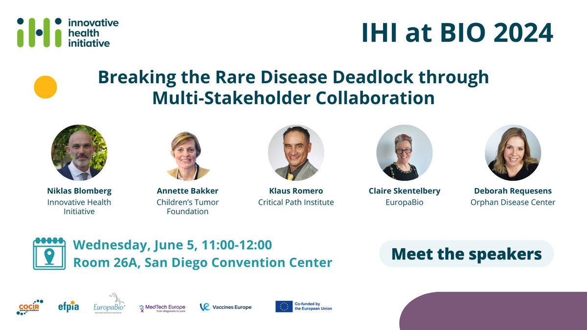 🌟 We've got some top speakers lined up for our #BIO2024 session 'Breaking the Rare Disease Deadlock through Multi-Stakeholder Collaboration' - join us and be part of the conversation! 📍 5 June at 11:00 in room 26A 🌐bit.ly/3xFTbx9