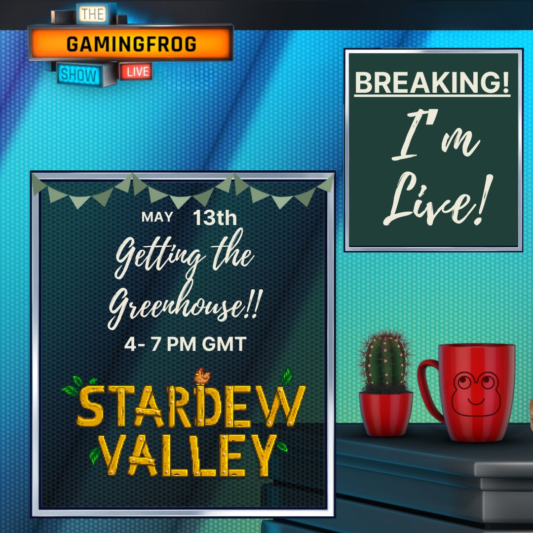 agamingfrog's tweet photo. Stardew and chill!! Getting the greenhouse!!

https://t.co/GMJ2c34pyk

#smallstreamer #PNGtubers #Vtuber #StardewValley https://t.co/l7z5U9iYCr
