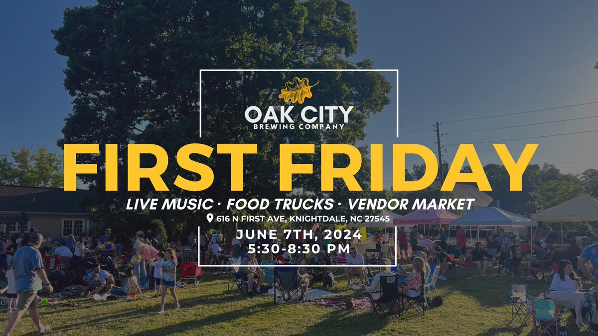 Support small businesses while enjoying craft brews & good vibes!
.
Join us Friday, June 7th from 5:30-8:30 PM to shop local, enjoy live music & indulge in delicious bites from food trucks.
.
#OakCityBrews #craftbeer #brewery #foodtruck #knightdale #ncbeer #livemusic #firstfriday