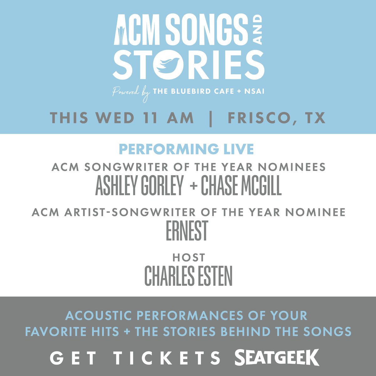 I’m thrilled to host AND perform at the @ACMawards Songs & Stories brunch happening THIS WEDNESDAY! Tickets are almost sold out, so get them now at lnk.to/ACMSongsAndSto…! 😊🤟