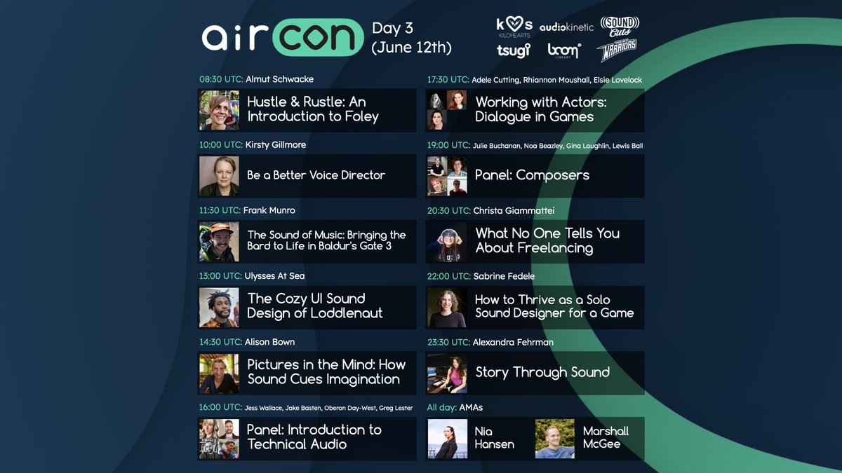 What's that? You want more free audio talks? Go on then... Day 3/5 of #AirCon24 at airwiggles.com/aircon sees another 11 audio talks and 2 AMAs from the wonderful @EssaHansen and Marshall McGee! Here's a thread with links to RSVP to each talk (again - for free!) 🧵