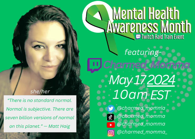 The Raid Train is already rollin! There are so many amazing #twitchstreamer 's involved and I'm proud to be one of them! #MentalHealthAwareness #MentalHealthAwarenessMonth 💚