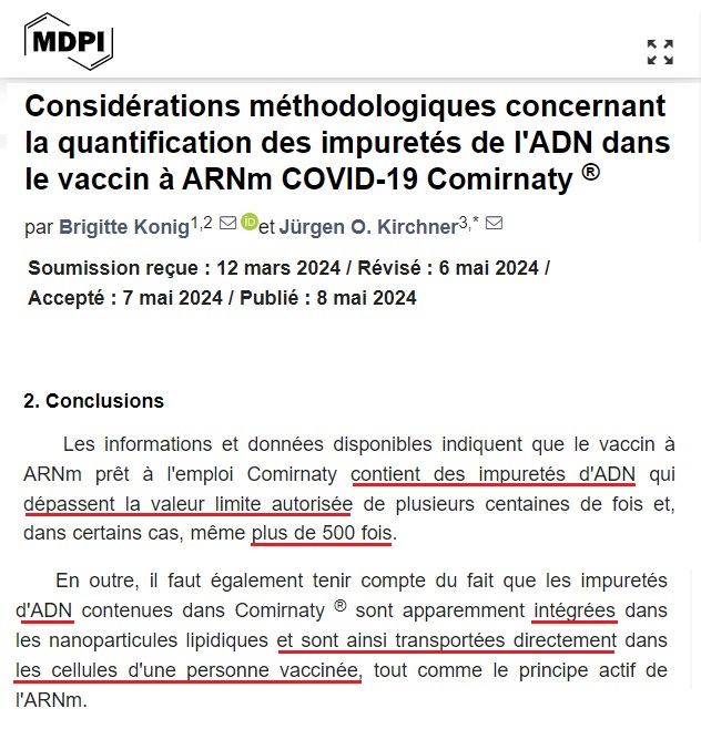 Une étude confirme les craintes émises récemment tinyurl.com/2xyt2vwz Les 'vaccins' de PFIZER sont CONTAMINÉS par de l'ADN capable de RENTRER dans les cellules, au risque de s'INTÉGRER 🚨 Pour l'instant, rien n'est prévu pour ceux ayant subi une telle modification génétique.