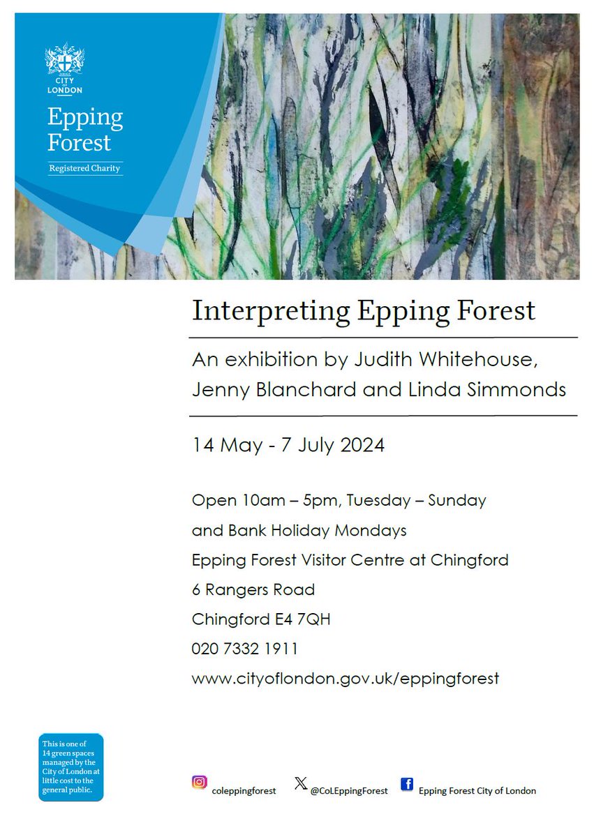 We're excited to present this new exhibition 'Interpreting Epping Forest' which will open tomorrow and run until 7 July, at the #EppingForest Visitor Centre at Chingford. The exhibition is free and will be open Tuesday to Sunday, 10am - 5pm (including Bank Holiday Monday).