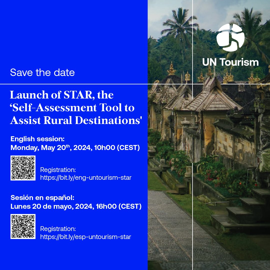 1 week until launch!🚀 🎊Excited to introduce STAR, our Self-Assessment Tool for Rural Destinations, on May 20! Join us in empowering rural communities through sustainable tourism. 💪Discover how STAR evaluates destinations and supports their growth. #STARLaunch #RuralTourism
