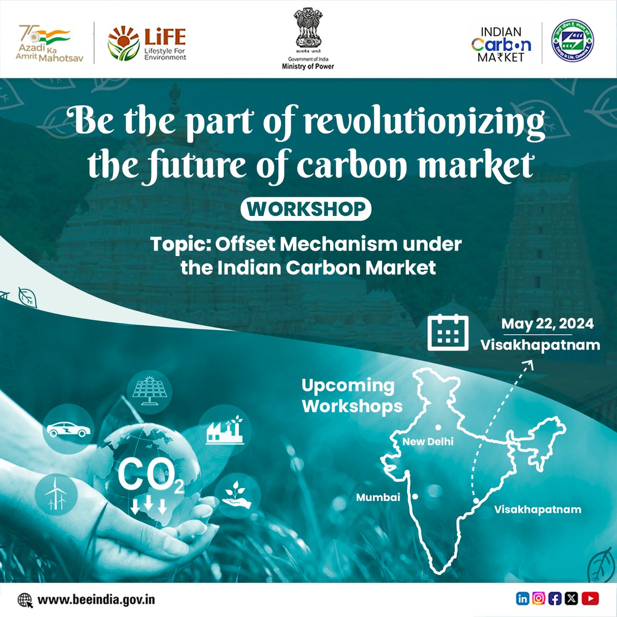 Join us for an immersive consultation on the Offset Mechanism under the Indian Carbon Market to shape tomorrow's green economy. Register now at forms.office.com/Pages/Response… and reach out to us at bee.carbonmarket@gmail.com for any inquiries.