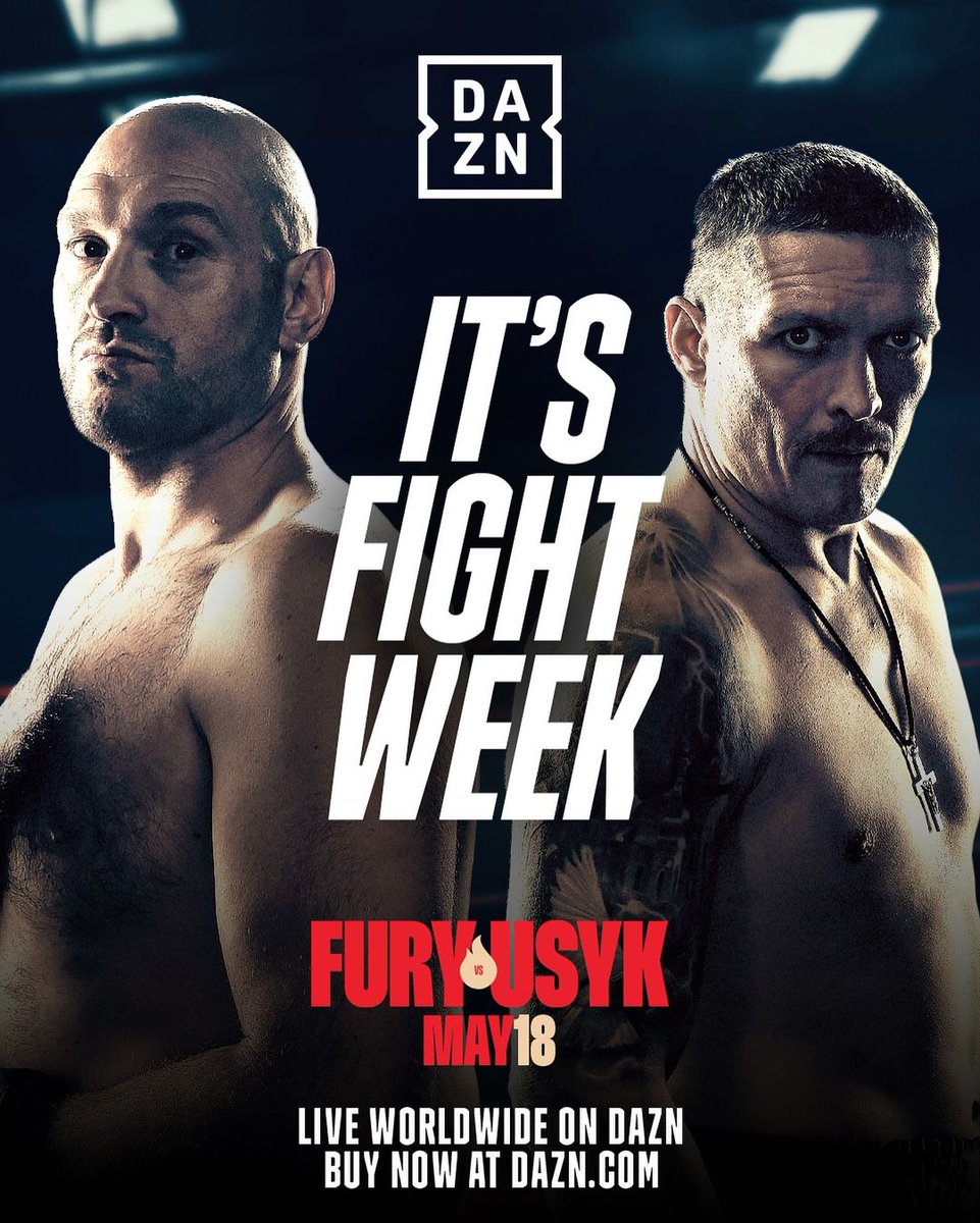 ¡Es semana de pelea! ¡Es semana de poner en juego TODOS LOS CINTURONES del PESO PESADO! 🔥 Tyson Fury y Oleksandr Usyk... ¡FRENTE A FRENTE! 🍿 Este sábado 18, SOLO en DAZN #RingOfFire #FuryUsyk 🔗 bit.ly/verFuryUsykDAZ…