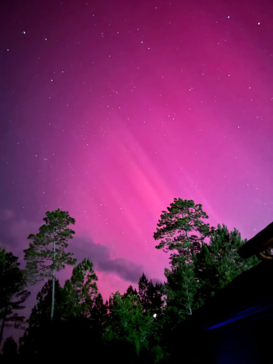 floridaretina's tweet photo. Spectacular Sight Over Jacksonville! This weekend, Cheryl from our NFL team captured these breathtaking images of the #NorthernLights. Witnessing such a powerful G5 #geomagneticstorm this far south was a rare treat, lighting up the night sky across the US and here in Florida. 👀 https://t.co/UpdNQHFzdV