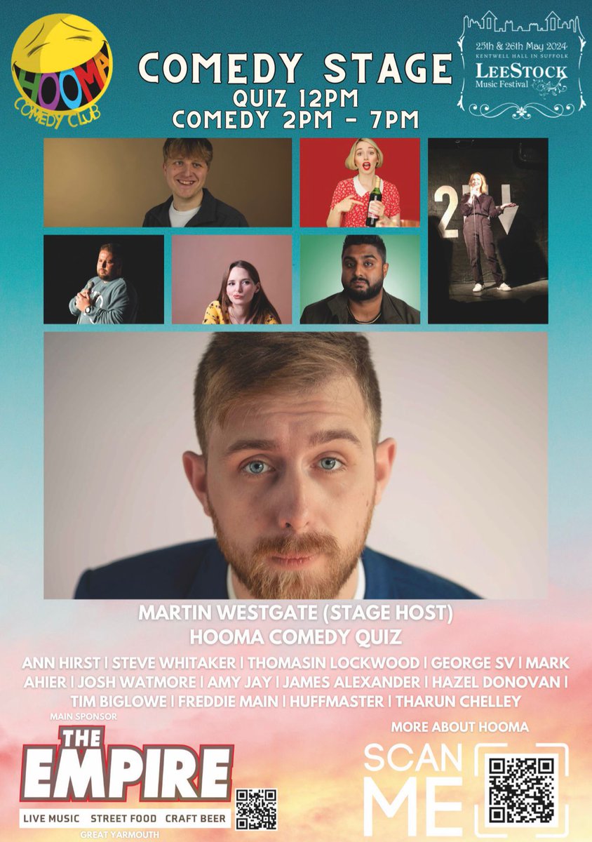 LeeStock (@leestock) on Twitter photo Up for a laugh at #LeeStock this year? Our #comedy tent returns with <a href="/HoomaComedy/">Hooma Comedy Club</a> providing the laughs each day - kicking off with the Pub Quiz from midday, and then live #standup from 2-7!
#LongMelford #Suffolk
#LeeStockMusicFestival Up for a laugh at #LeeStock this year? Our #comedy tent returns with <a href="/HoomaComedy/">Hooma Comedy Club</a> providing the laughs each day - kicking off with the Pub Quiz from midday, and then live #standup from 2-7!
#LongMelford #Suffolk
#LeeStockMusicFestival