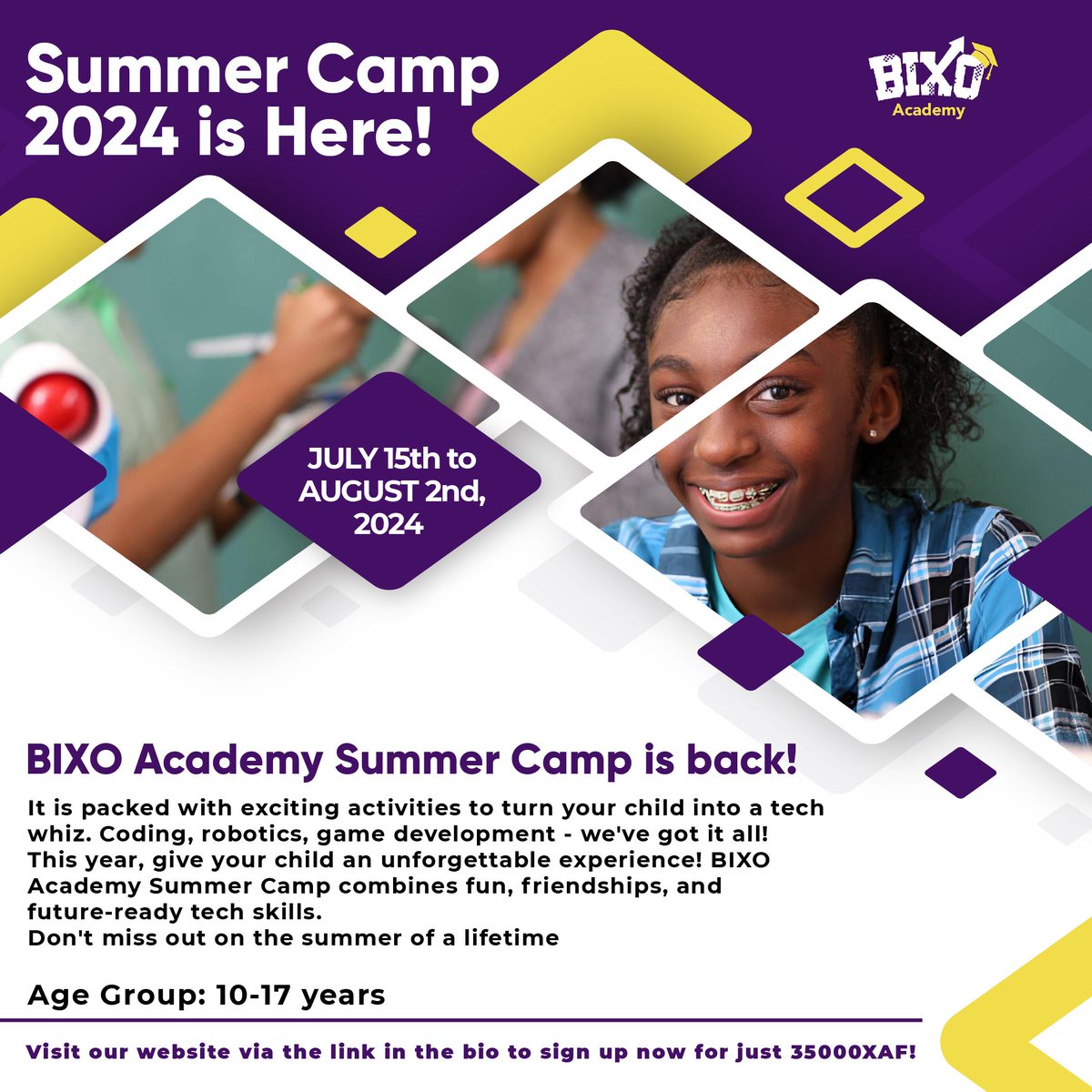 BIXO Academy Summer Camp is the launchpad for your child's tech journey!  Build robots, code games &amp; make unforgettable memories! 

Limited spots! Sign Up Now
buff.ly/3QJXmid 

 #BIXOAcademy #SummerCamp2024 #TechCamp #FutureReady