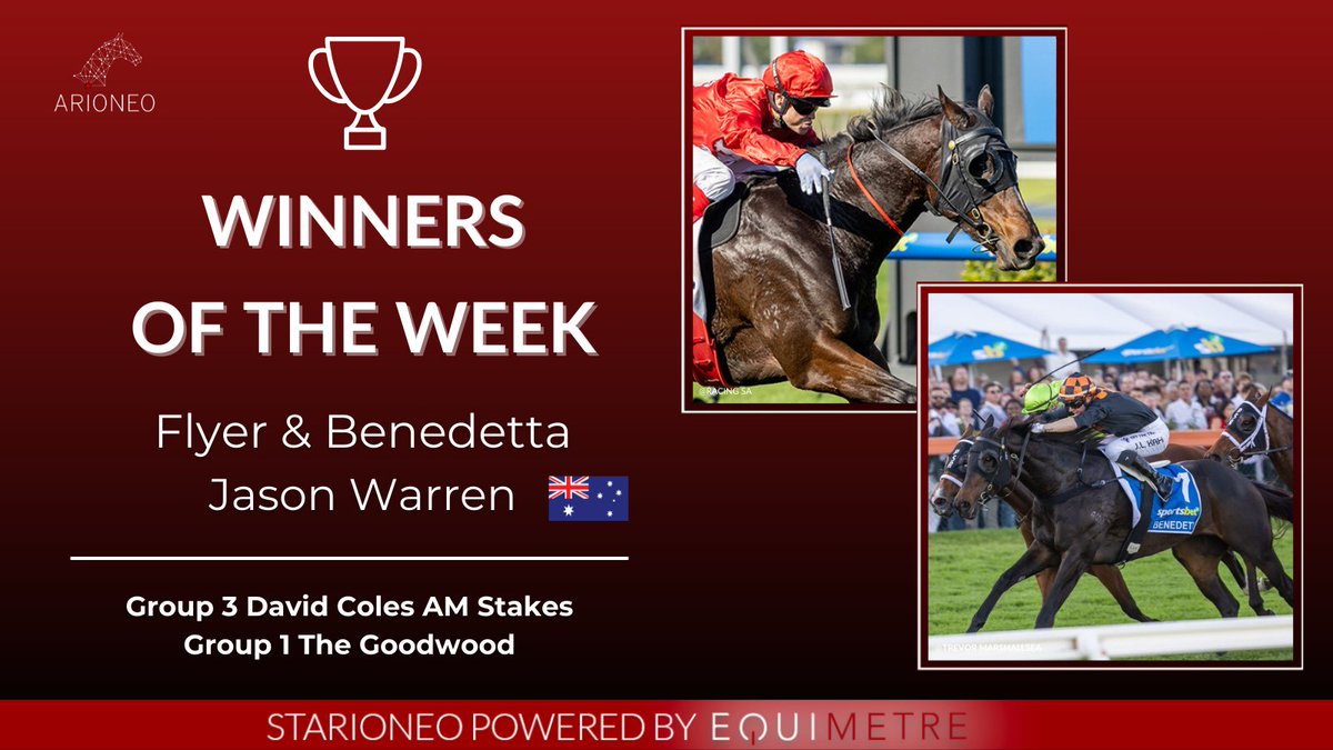Not one but two wonderful victories for @WarrenRacing with Flyer and Benedetta! A Group 3 and a Group 1 races, what a performance! 💥 A big CONGRATULATIONS! 👏🏇🏆 #Arioneo #Equimetre #Horsedatascience #Empoweryourexpertise