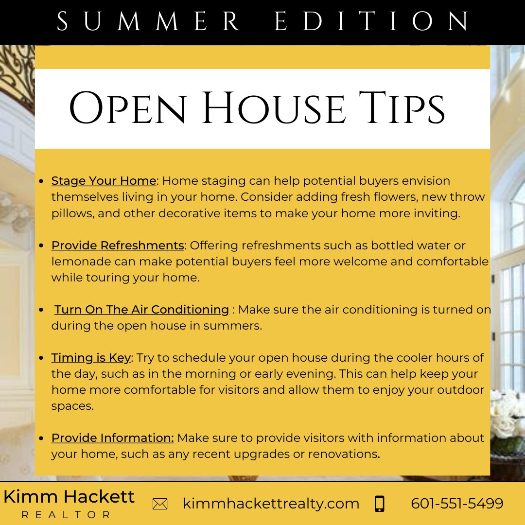 🏠🔑 Excited to share some open house tips that can make a world of difference for potential buyers and sellers! 

#DreamHome #RealEstateGoals #FindYourHome #realtor #homebuyer #homeseller #serviceneversleeps #realtorlife #hometips #homesellingtips #realestatetips