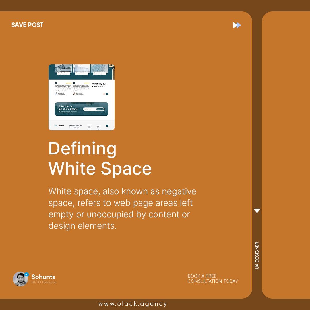 OlackAgency's tweet photo. Understanding The Importance Of White Space in Web Design💻
Check our profile for more design tips tricks and cool stuff💥
#Whitespace #webdesigner #Webdesigntips #uidesignagency #uxdesigner #webdesignagency #website #uxdesigner #uxuidesigner #UI #UX #olackagency https://t.co/q43Qc1qZ9u