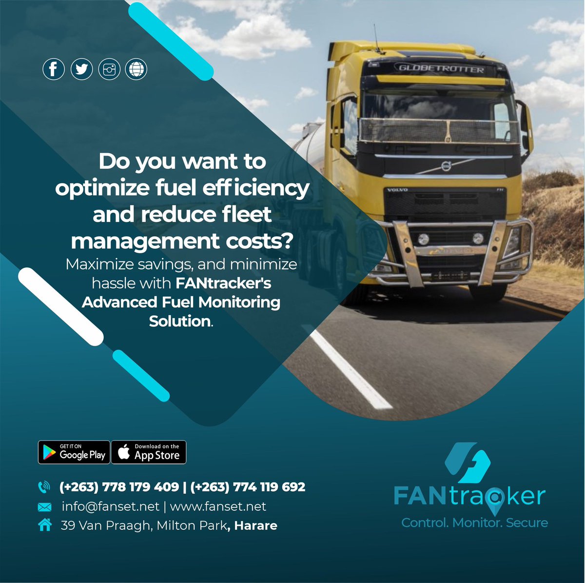 Monitor your fleet's fuel consumption in real-time with the FANtracker Advanced Fuel Monitoring Solution to gain insights into fuel usage patterns, identify inefficiencies, and optimize fuel costs.
Contact FANtracker on :+263778179409 / 0774119692
#Fantracker #Fuelmonitoring