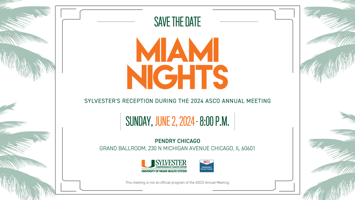 Spots are filling out quickly. Join us for Sylvester's #MiamiNights during the @ASCO Annual Meeting on Sunday, June 2 at 8:00 PM. Reserve your spot at loom.ly/hAFlmAg. We can't wait to see you there! #ASCO24