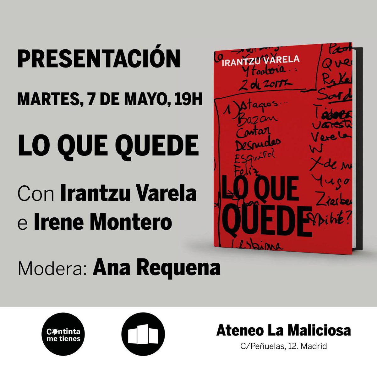 #Audios 🎧 Ya puedes escuchar la presentación del libro Lo que quede @continta_mt Con su autora, @IrantzuVarela @IreneMontero y @RequenaAguilar @AteneoMaliciosa  acortar.link/zRIavK