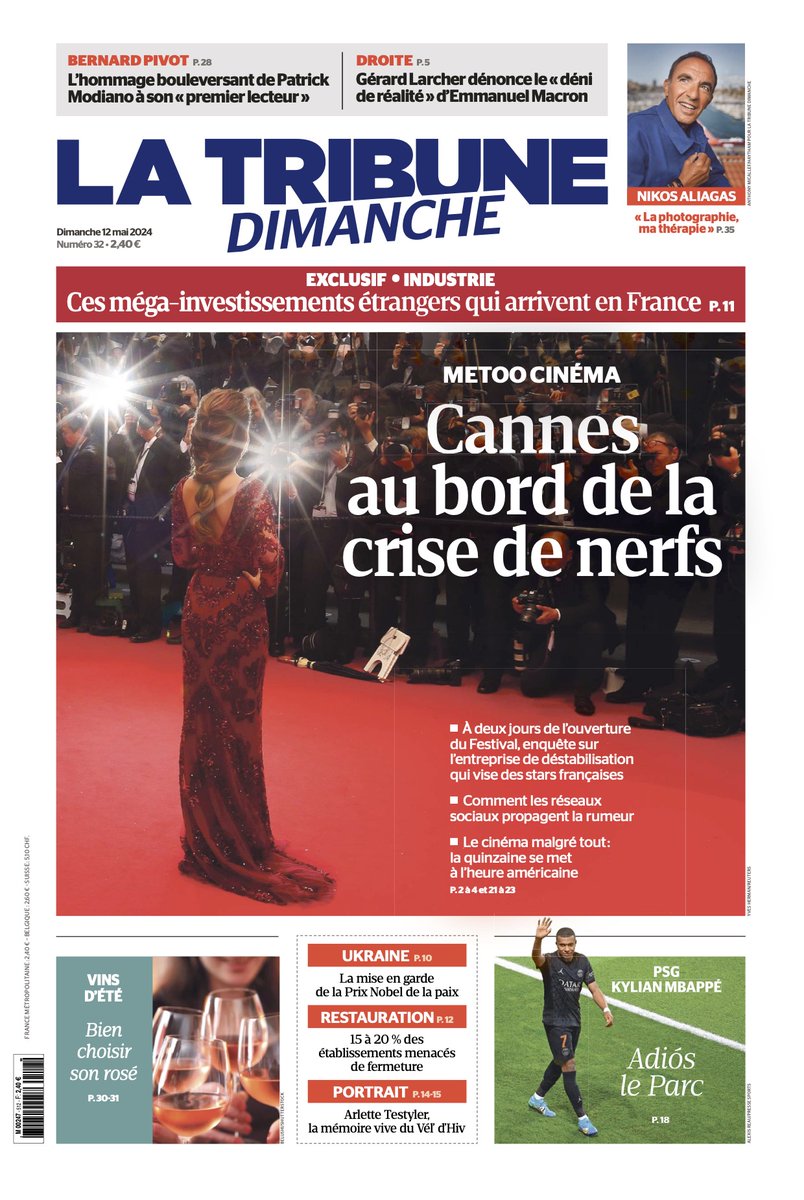 🗞️EN UNE DU 32e N° de #LaTribuneDimanche 

⏩ #CannesFilmFestival au bord de la crise de nerfs
⏩ @gerard_larcher répond à @EmmanuelMacron
