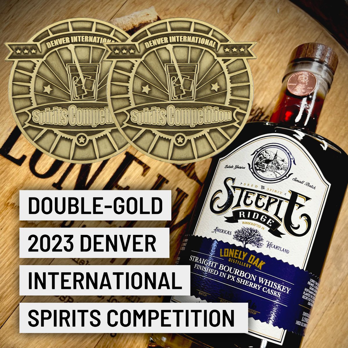 We are thrilled to announce that our Steeple Ridge PX Finished Bourbon has won DOUBLE-GOLD at the Denver International Spirits Competition. We would like to thank our customers and supporters for helping us achieve this milestone. 

#Bourbon #Iowa #Whiskey #farmtotable #farmlife