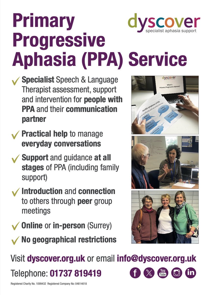 When we have specific needs we look for professional expertise & experience in that area. People who are diagnosed with #PrimaryProgressiveAphasia tell us that they find, & value that @dyscoveraphasia #DementiaActionWeek