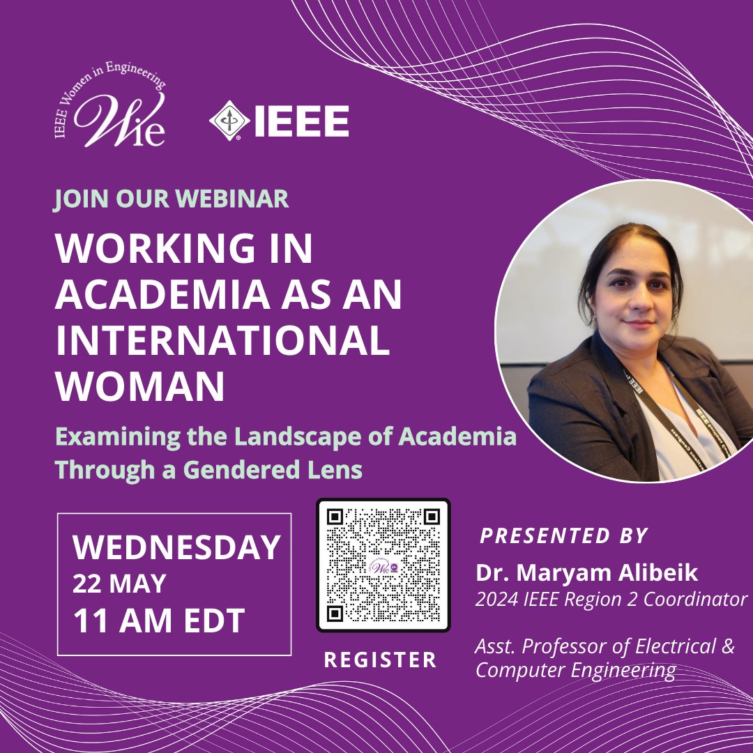 Join the Webinar - Working in Academia as an International Woman! 22 May, 11 am, EDT. The presenter, Dr. Alibeik, will be examining the landscape of academia through a gendered lens Register - bit.ly/3TV9pd1