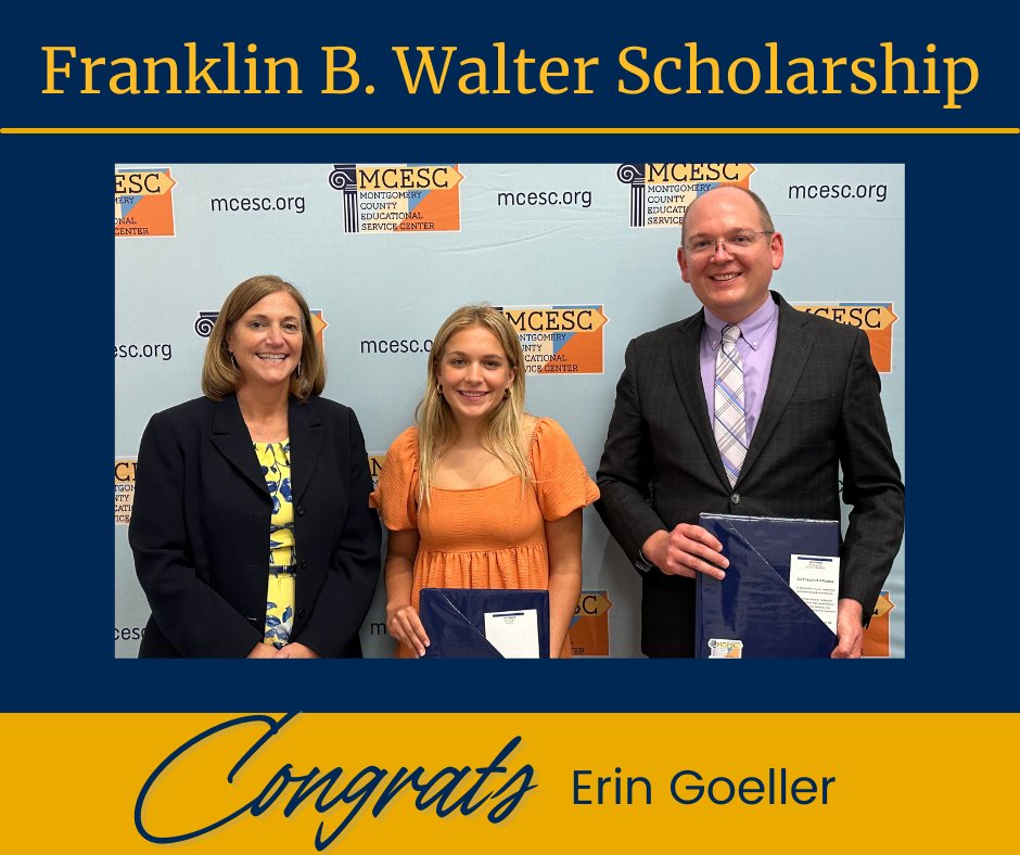 🌟🎓 Congrats to Oakwood's Erin Goeller for being the recipient of the Franklin B. Walter Scholarship! 🎉 Erin's dedication to academics and service earned her this honor. We're also proud to spotlight OJH Principal Tim Badenhop, Erin's 'Person of Impact,' #OneOakwood