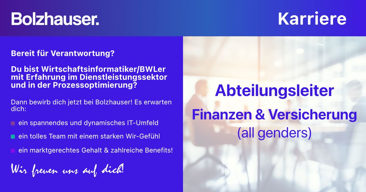 BolzhauserAG's tweet photo. Führungsaufgabe bei der Bolzhauser AG zu vergeben! Hier geht's zur Stellenausschreibung: https://t.co/fNVo6LToK9. https://t.co/Y0WQ2fAVAX