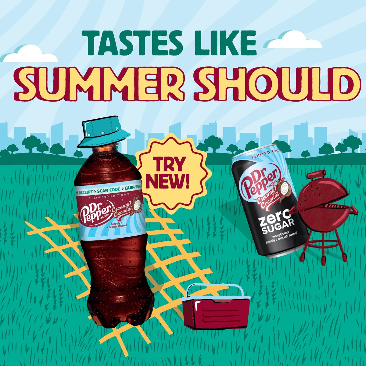 Savor the summer flavors with new, smooth, and refreshing Dr Pepper Creamy Coconut. Now available for a limited time!