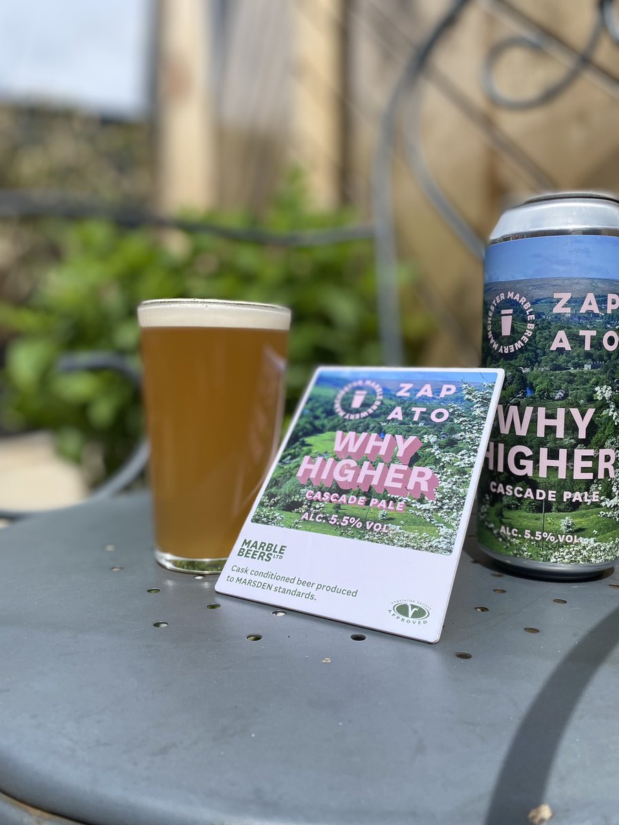 WHY HIGHER Kicking off your week is our latest collaborative effort with @zapatobrewing A pure expression of the Cascade hop, with bags of mango and grapefruit flavours. This is a proper sunshine beer Now pouring in cask, with keg coming soon, and of course cans to take away!