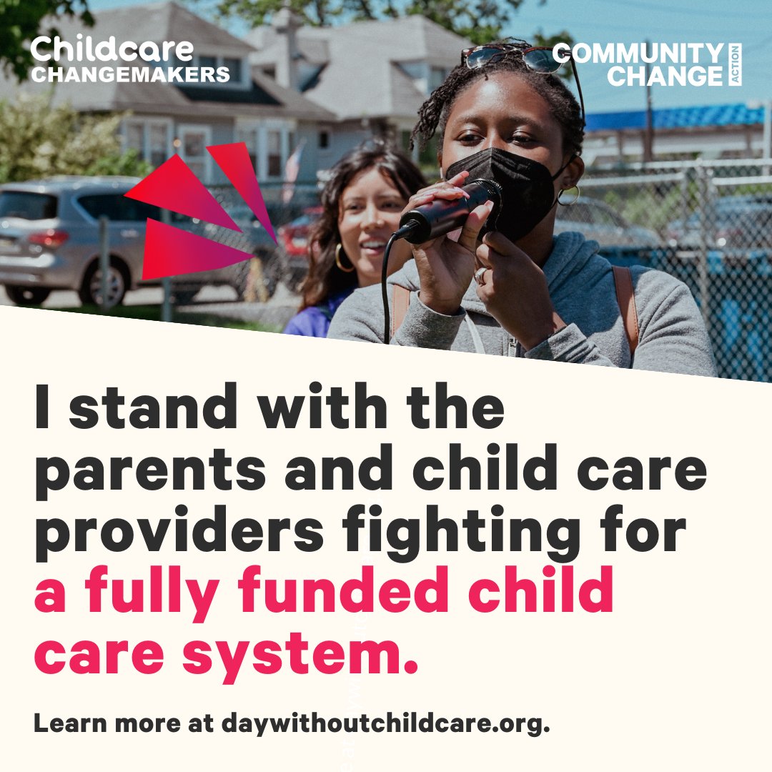 Today, we're joining @commchangeact for #DayWithoutChildCare! We’re coming together to ensure our child care community has:
✅ Just compensation for early educators
✅ Affordable care for all who need it
✅ Racial and gender justice
✅ An expanded, inclusive child tax credit