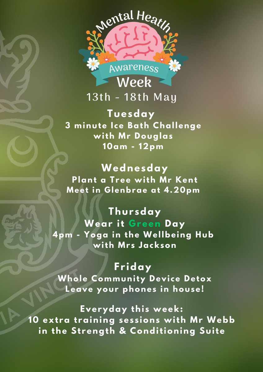 From planting trees to a whole school device detox day on Friday, we have a list of mindful activities for students and staff to engage with this week 🌳🤳🥰 #MentalHealthAwareness