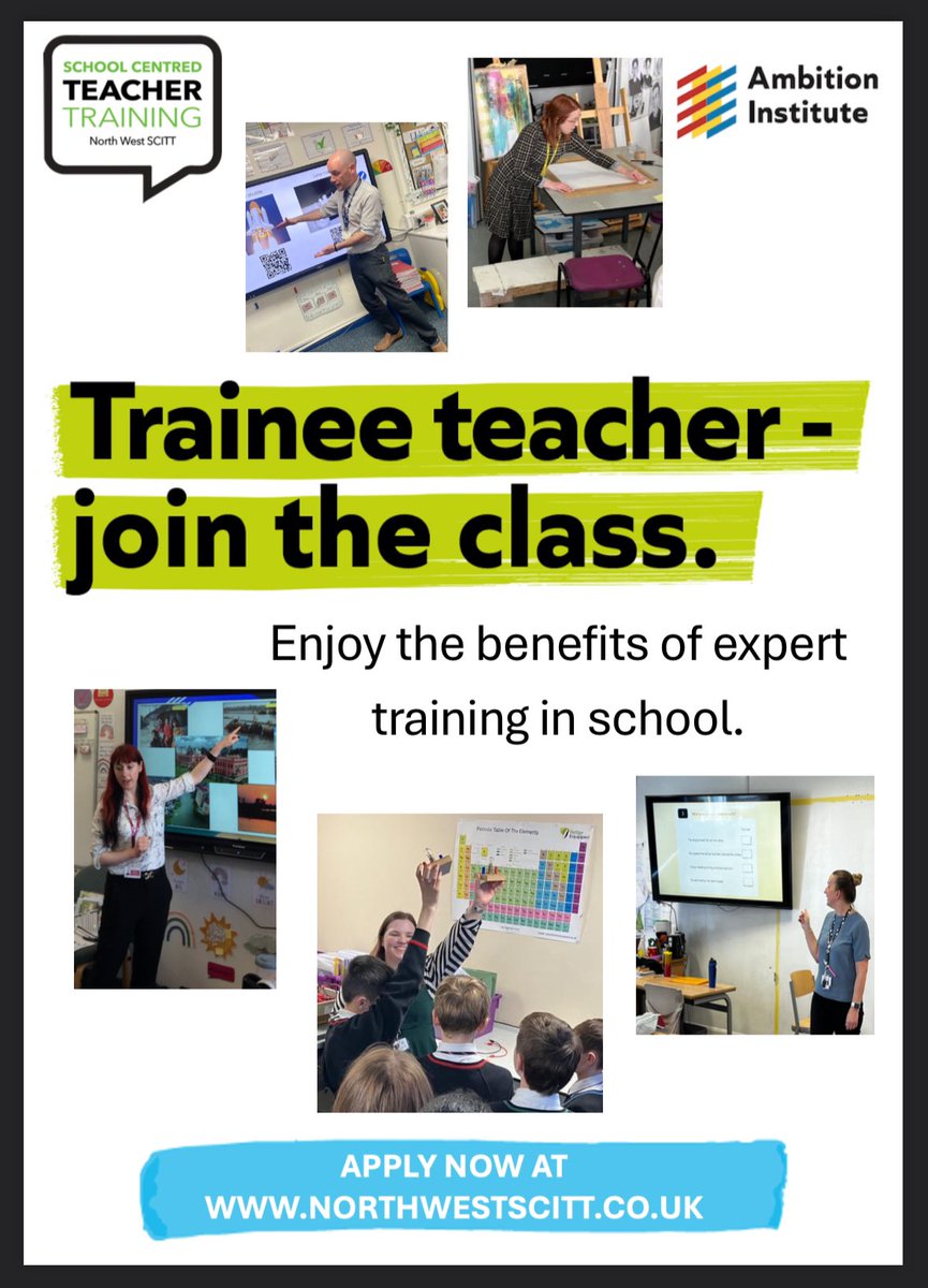 We have partnered with @Ambition_Inst to deliver in-school teacher training, starting this September. #getintoteaching #primary #secondary #QTS #teaching #teachertrainee