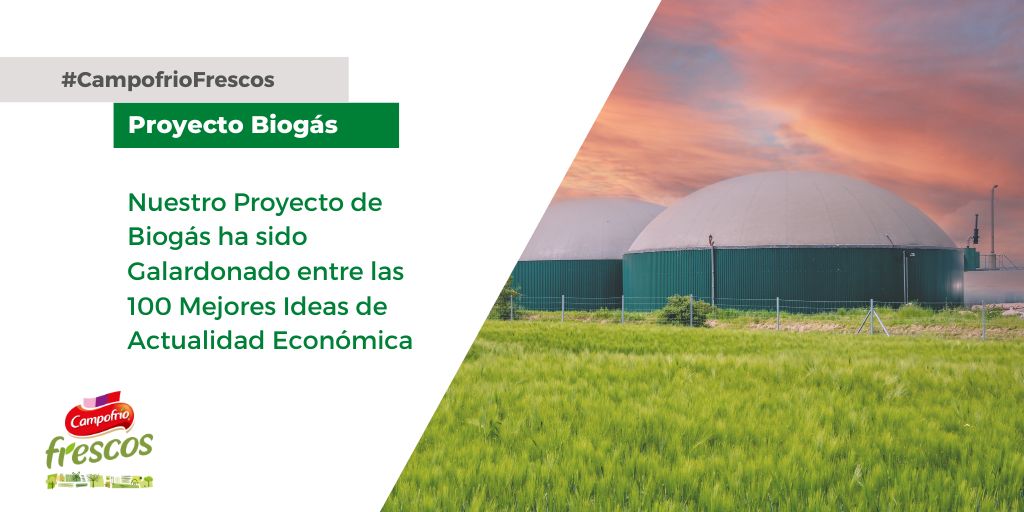 Nuestro proyecto de transformación de residuos en biogás para, posteriormente, ser reutilizado en los procesos productivos, desarrollado junto a #biogasnalia (<a href="/ecoalia/">ECOALIA</a>), figura entre las 100 mejores ideas de <a href="/laeconomica/">Actualidad Económica</a> (<a href="/elmundo/">pruebamundo</a>), que reconoce la innovación y originalidad de