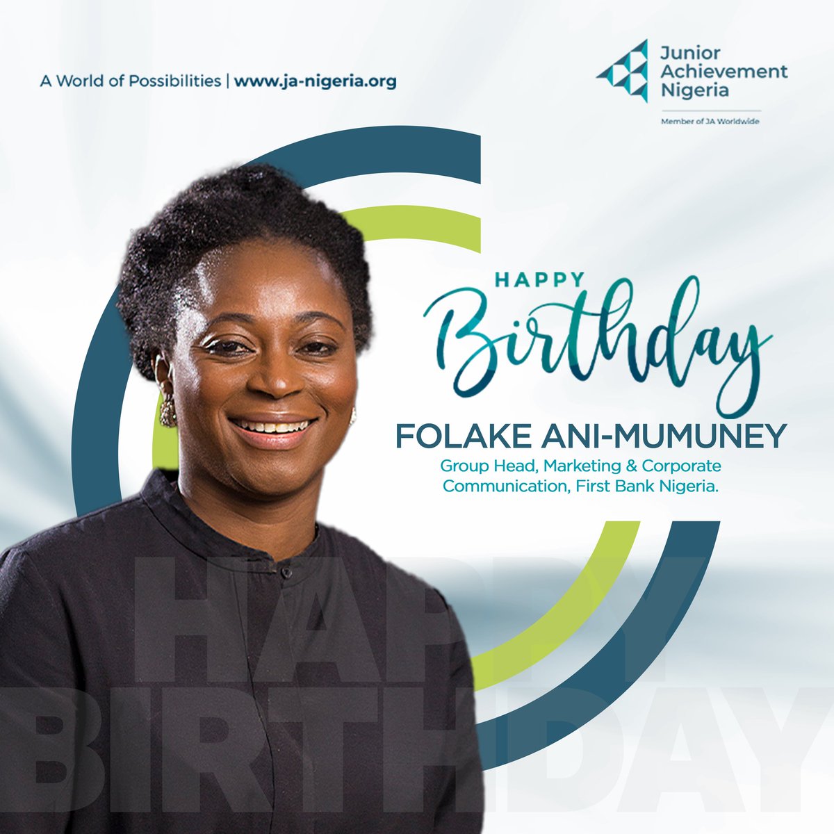Happy birthday to our Board Vice Chair, Folake Ani-Mumuney 🎉

Thank you for your constant support in equipping young people across Nigeria with the skills needed to thrive in today's world.

We wish you many more years of success to come.

#HappyBirthday #FirstBank #JANigeria