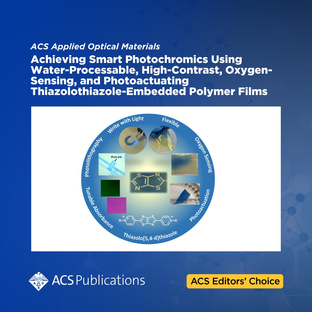 ACS Publications (@acspublications) on Twitter photo 'Achieving Smart Photochromics Using Water-Processable, High-Contrast, Oxygen-Sensing, and Photoactuating Thiazolothiazole-Embedded Polymer Films' from (<a href="/ACS_AMI/">ACS Applied Materials & Interfaces</a>) is currently free to read as an #ACSEditorsChoice.
📖 Access the full article: go.acs.org/9jP 'Achieving Smart Photochromics Using Water-Processable, High-Contrast, Oxygen-Sensing, and Photoactuating Thiazolothiazole-Embedded Polymer Films' from (<a href="/ACS_AMI/">ACS Applied Materials & Interfaces</a>) is currently free to read as an #ACSEditorsChoice.
📖 Access the full article: go.acs.org/9jP