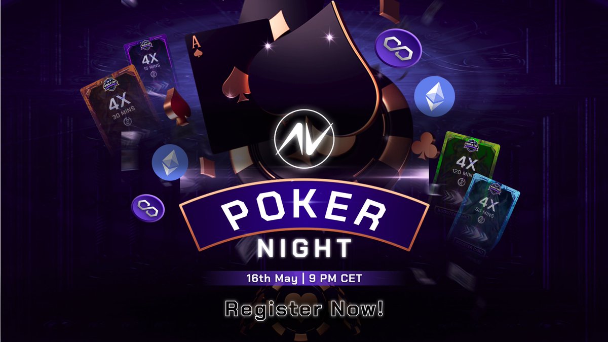 ♣️ INTRA POKER NIGHT 🗓️ 16th May| 7PM UTC 💸 +150$ for TOP players Time for a cross-community poker night, play and win big rewards!🎁 1️⃣ Register now: pokernow.club/mtt/intra-poke… 2️⃣ Follow @MonstaPartyNFTs & @intraVerse_Game 3️⃣ Like, RT, tag 2 friends #PokerNight