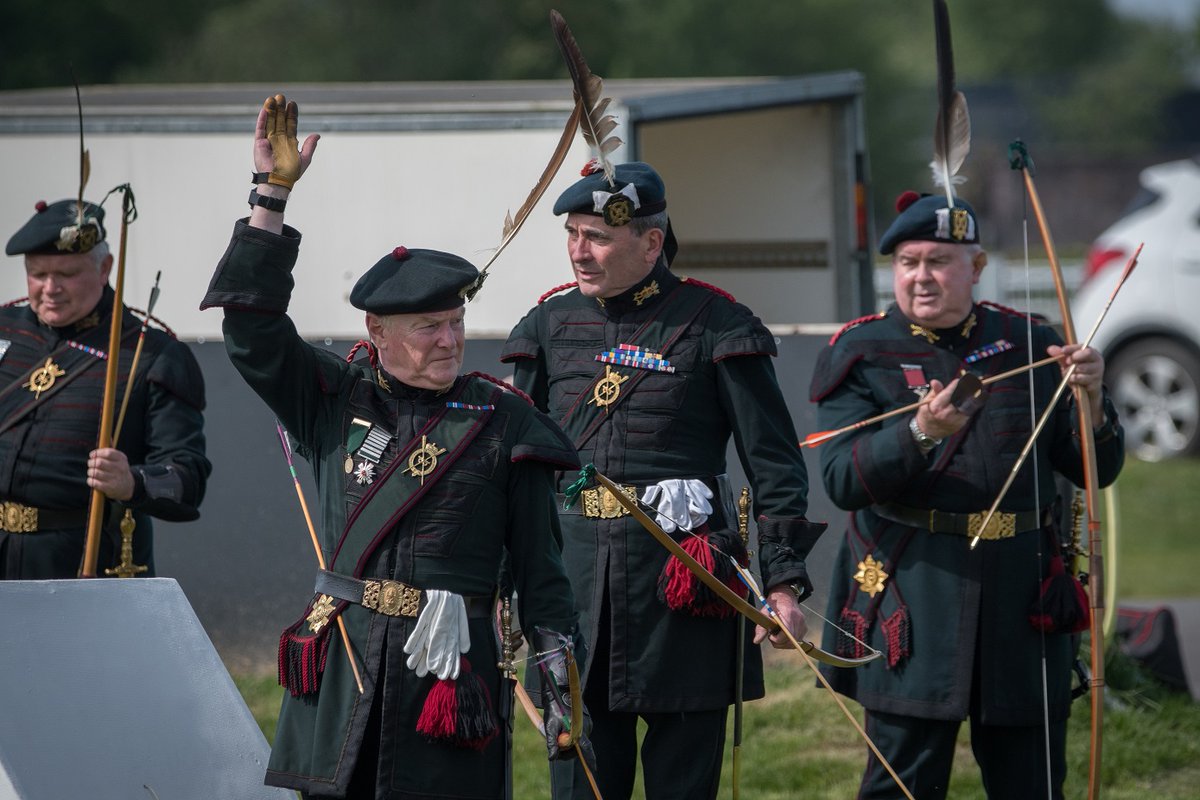 The shoot for the Silver Arrow, reputedly the world's oldest sporting trophy still competed for annually, was contested in Musselburgh on Friday by around 20 members of the Royal Company of Archers. The winner, Michael Younger, was congratulated by Depute Provost Andy Forrest.