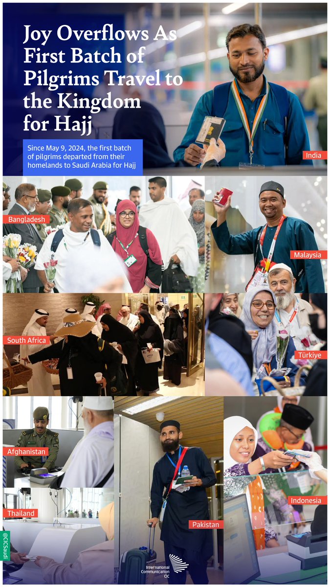 Excitement fills the air as smiling pilgrims travel to Saudi Arabia for #Hajj2024. #InPeaceAndSecurity