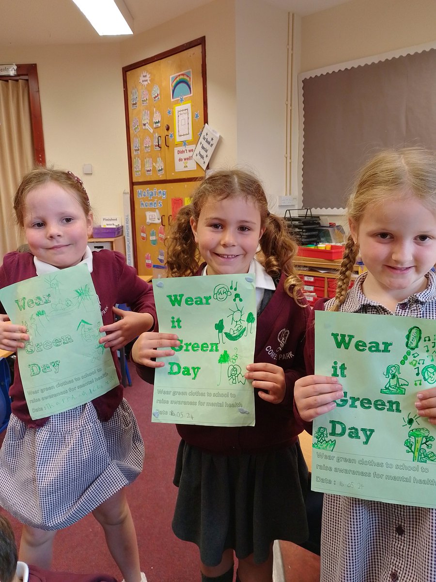 These Wellbeing Warriors made posters to remind us to wear green this Thursday, if you can. 🟢