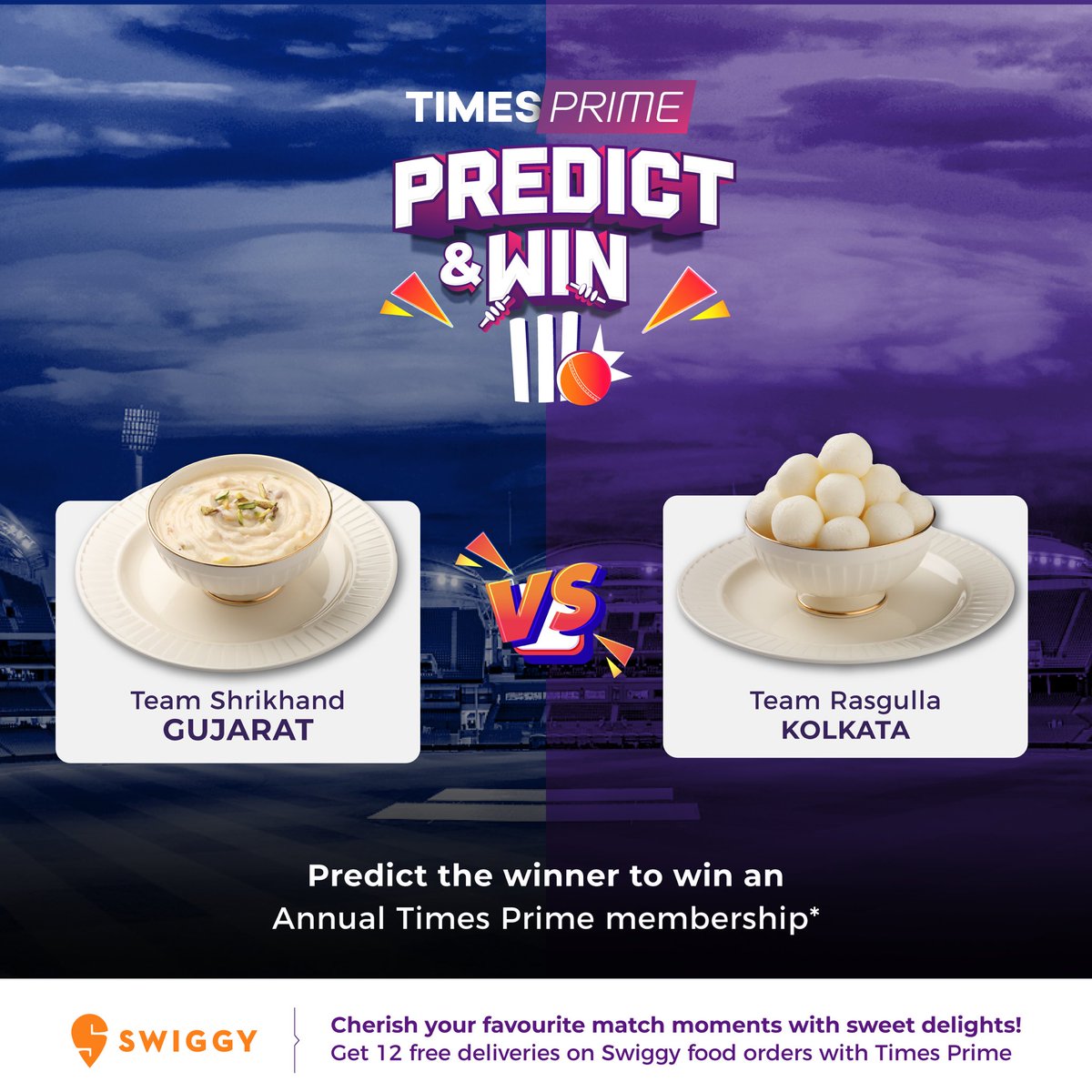 It’s Gujarat v/s Kolkata in the cricket field today! Predict who’ll win and get a chance to win a Times Prime Membership ! 🏏💯 #timesprimepredictandwin