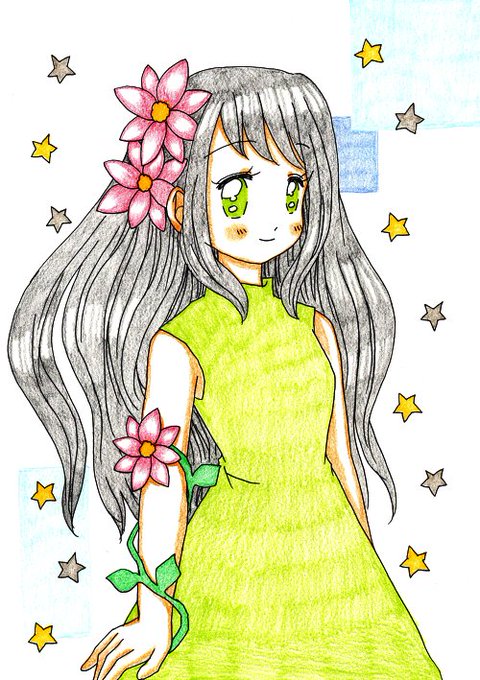 「flower green dress」 illustration images(Latest)