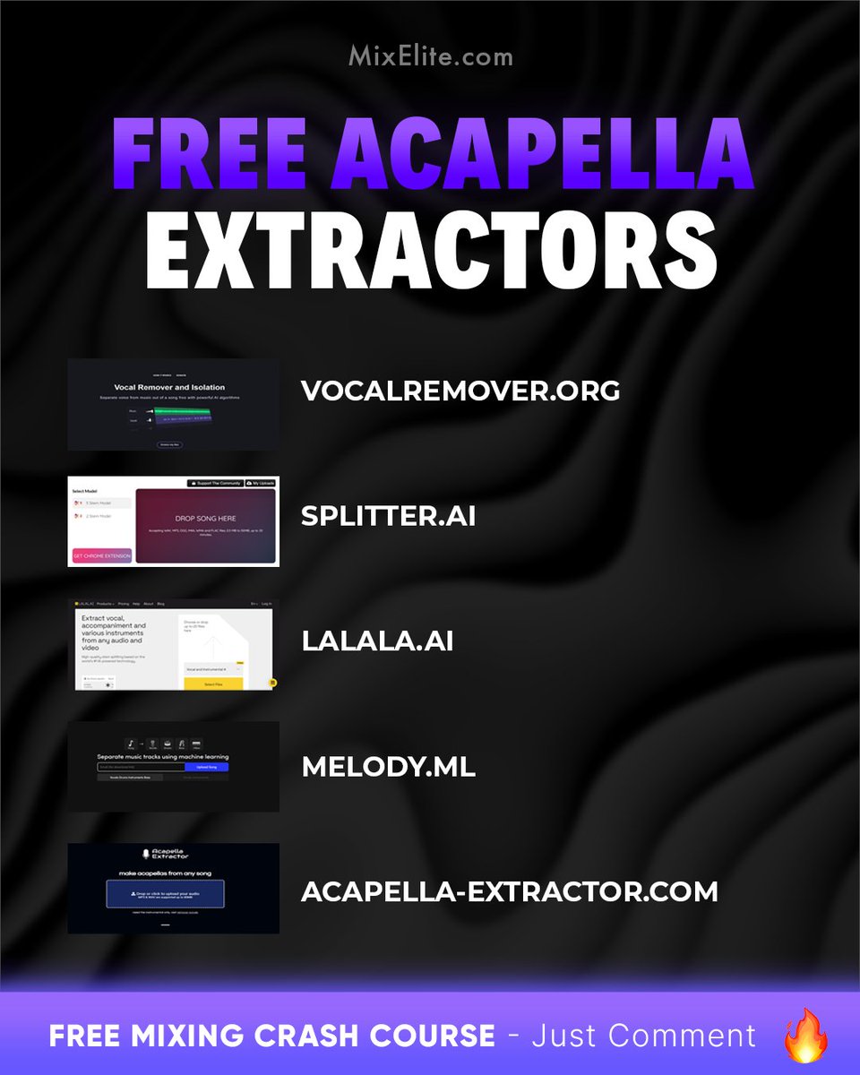 Free Mixing Crash Course 👉 MixElite.com/free-course

Unleash Your Inner Vocalist! 🎤⁠

#AcapellaExtractor #VocalRemover #MusicTools #AudioEditing #MixElite #CommunitySupport