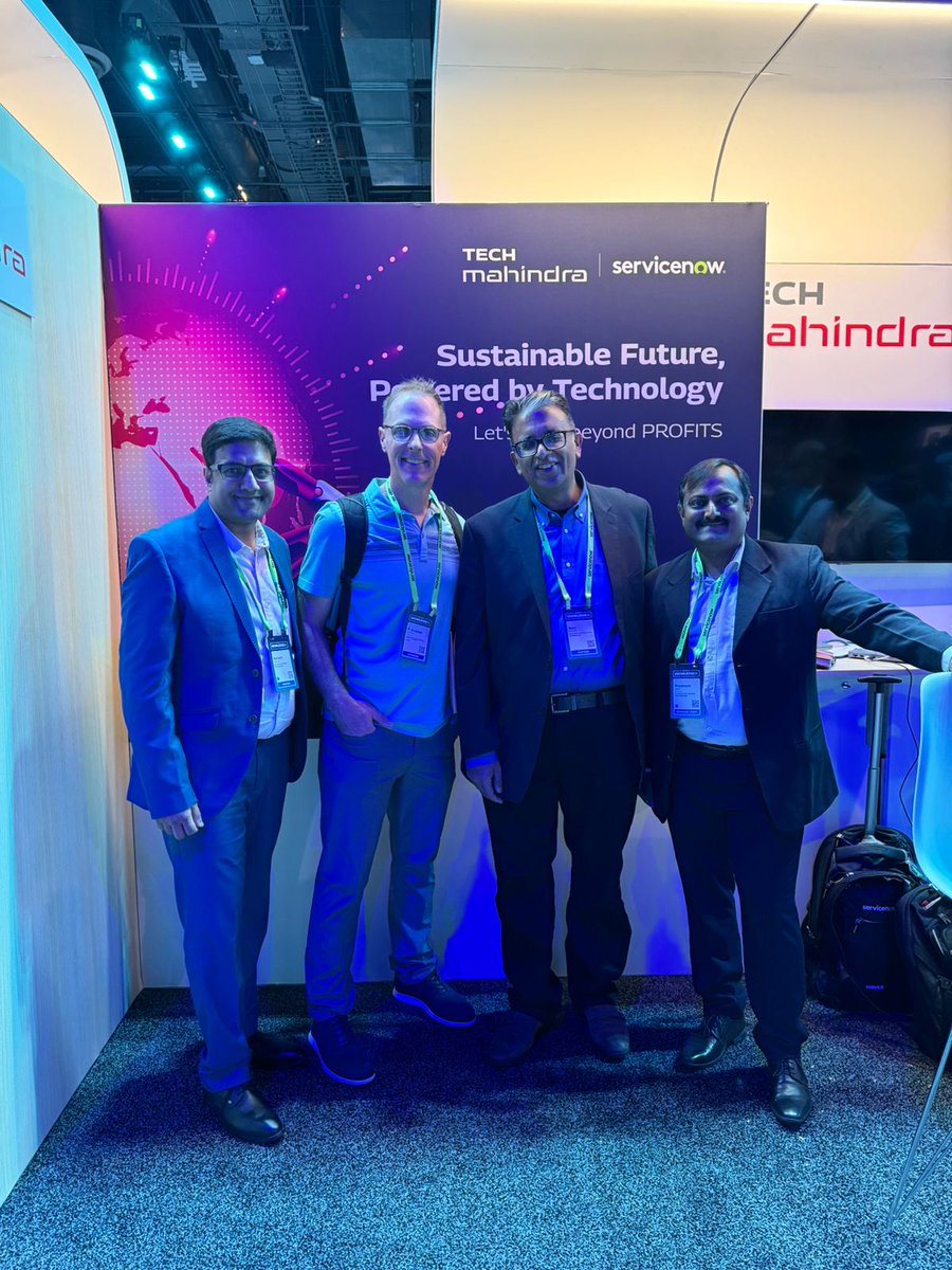 As we wrap up an incredible experience at #Knowledge24 in Vegas, here's a glimpse of @Tech_Mahindra's @ServiceNow practice team driving insightful conversations and demos with the customers around #GenAI, #sustainability, and #automation. These discussions have not only