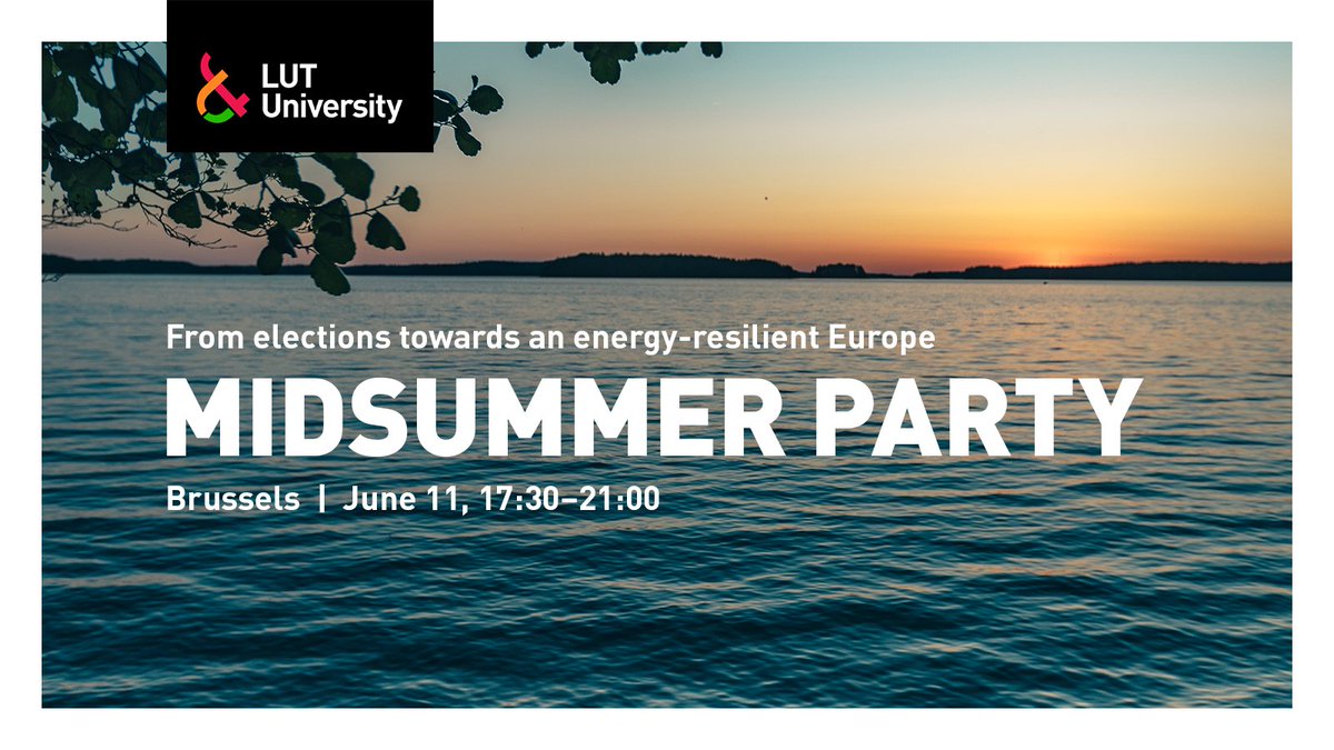 Save the date! We invite you to a pre-Midsummer party in #Brussels on 11 June. ✅ Topics: #energy resilience, green #hydrogen, innovation ✅ Also: Finnish food and networking ➔ Read more and register by 9 June: lut.fi/en/events/pre-… #EUSEW24 #unilut #socialsciences #Europe