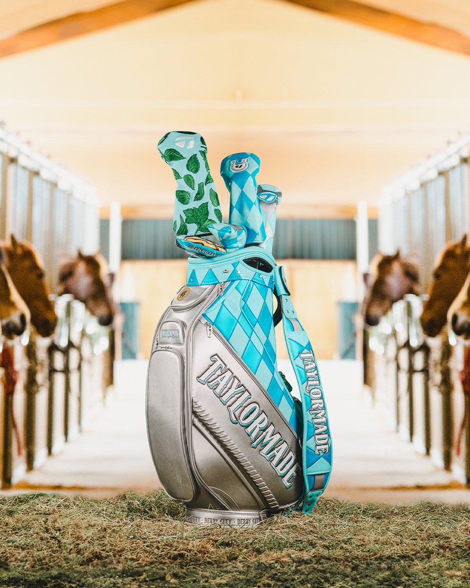From the stables to the fairway. 🐎 This year's PGA Championship staff bag and accessories pay homage to the Derby City with callouts to the run for the roses, the fastest lap in track history, and is wrapped in our own colourful jockey silk. Shop now: tmgolf.co/PGAChampX