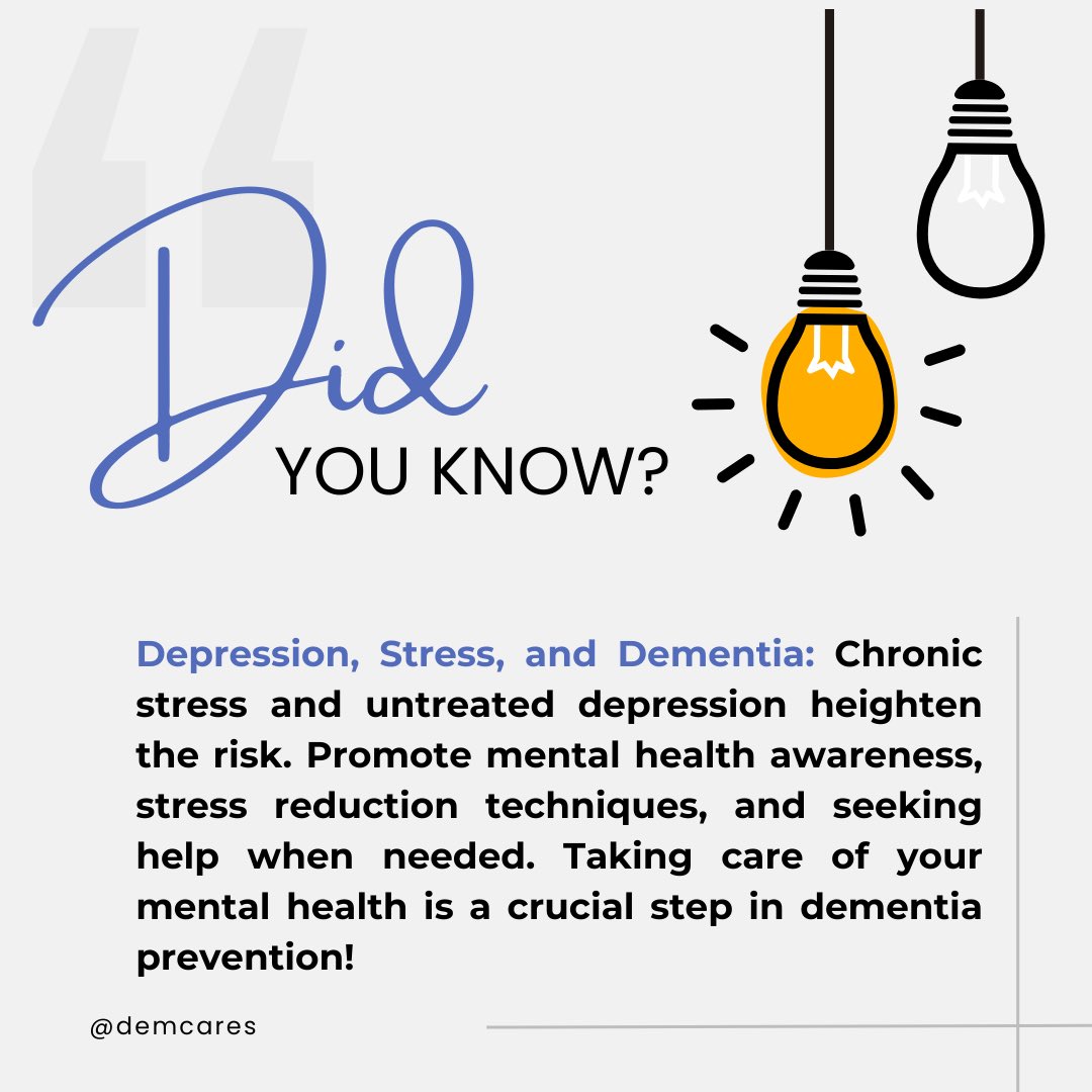Prioritize mental health: Combat stress and depression to reduce dementia risk. 
•
•
•
#MentalHealthAwareness #StressReduction #DementiaPrevention #scarfindia #demcares
