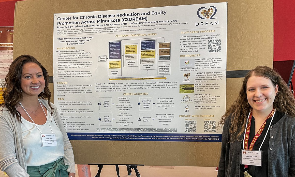 Program Associates, Ailee Leppi and Yasamin Graff, showcasing a C2DREAM poster at the 21st Robert P. Hebbel Research Day! ⭐️ #HebbelResearchDay #healthequity