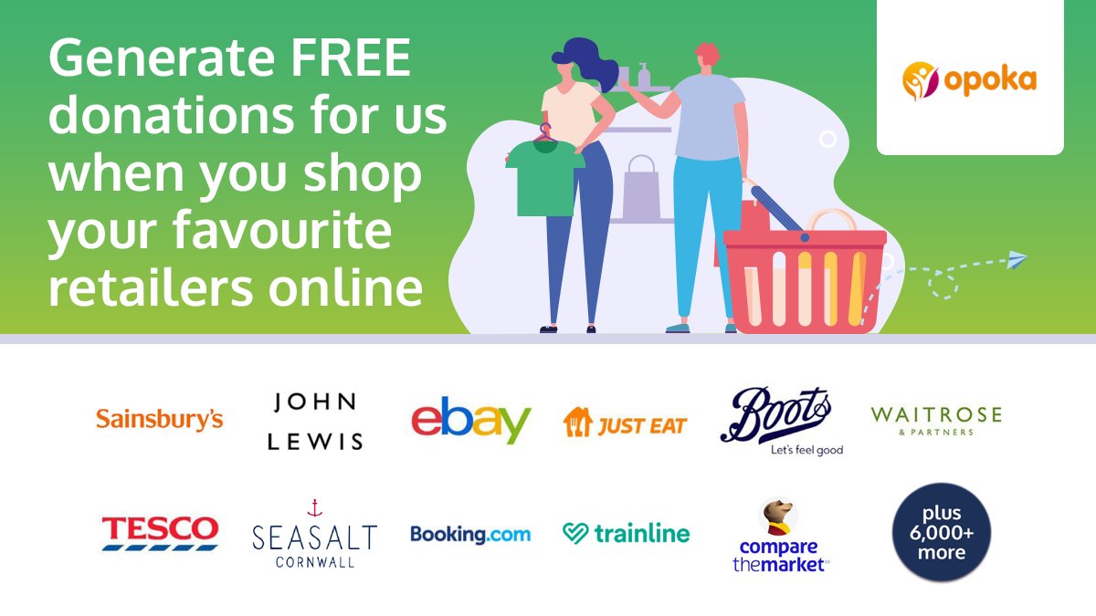 Every time you shop online you could generate FREE donations for us! It takes 2 mins to sign up to @GiveasyouLive and their partner stores will donate a percentage of your spend back to us, at no cost to you.
&gt; giveasyoulive.com/join/opoka?utm…
